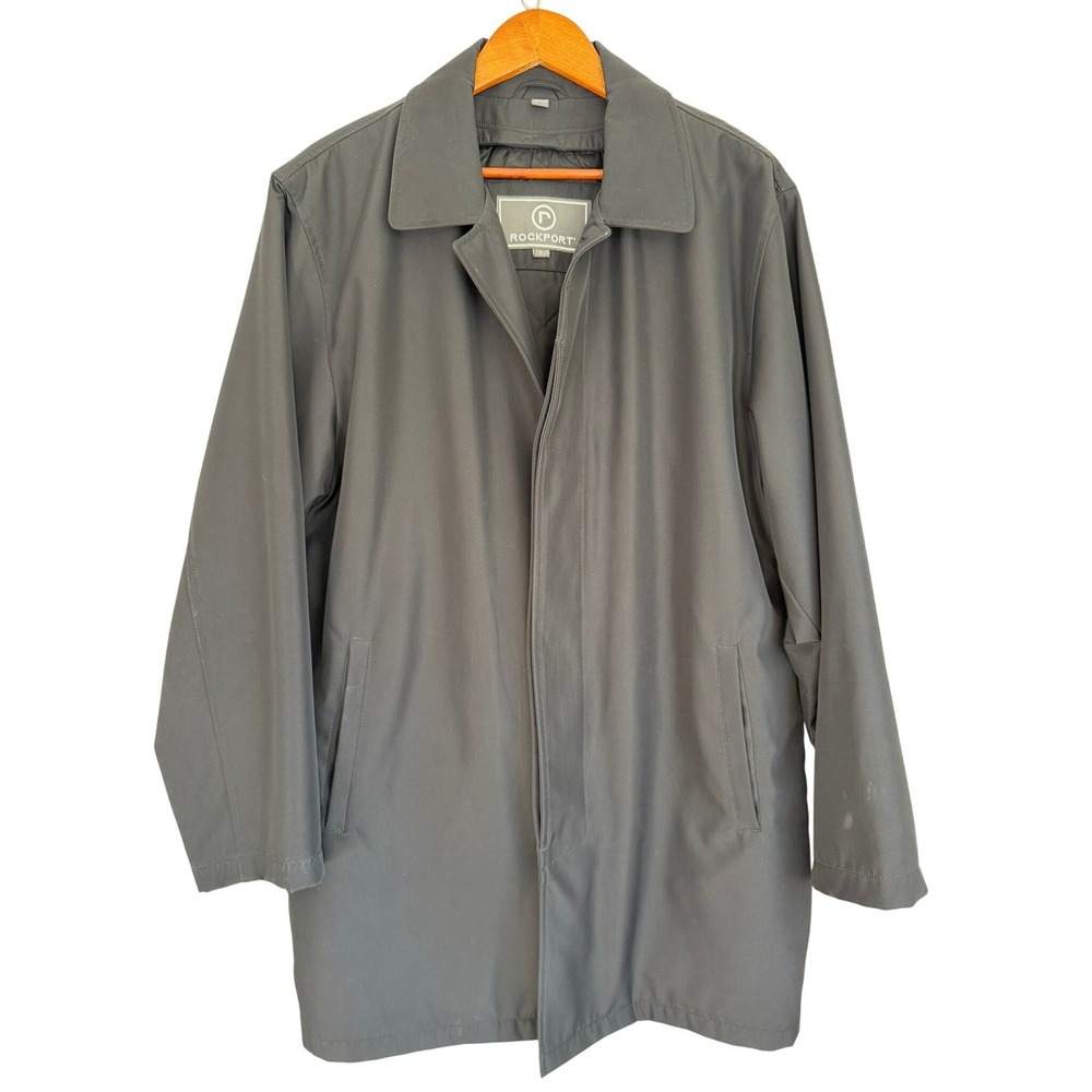 Rockport Black Car Coat Women Large Removable Wool Blend Liner Mid Length Jacket
